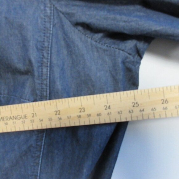 Talbots Denim Trench Coat Women 18 Blue Double Breasted Cotton Chambray y2k 668 - Picture 7 of 9